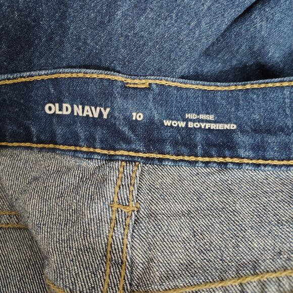 OLD NAVY Wow Boyfriend Mid Rise Jeans 10 Women's Solid Medium Wash Stretch - Picture 3 of 4
